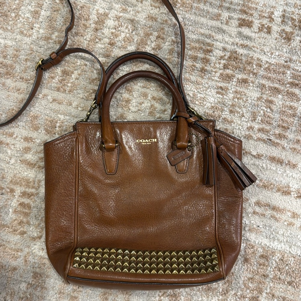 Vintage Coach leather studded crossbody bag